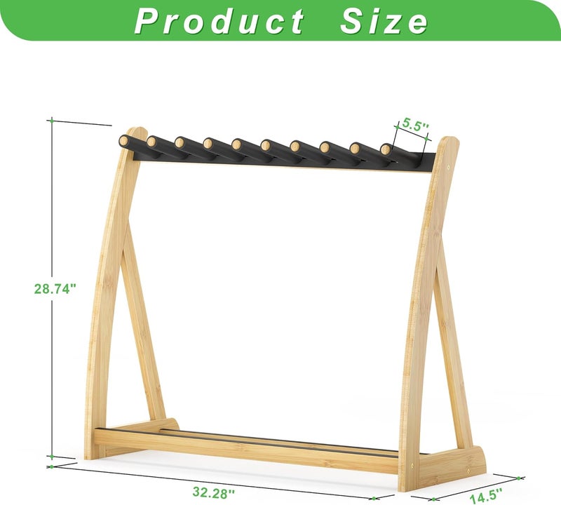 Wisuce Essentials Guitar Stand Rack, Multi-Guitar Display Rack Adjustable Bamboo Guitars Holder Electric Guitar Stands Floor Storage for Bass Acoustic, Home Studio, Band Stage - Image 2